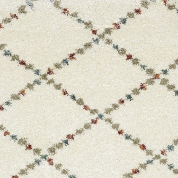 HomeRoots 5' Diamond Shag Area Rug in Gray, Ivory & Tan with Fringed Edges - Soft, Stylish & Durable Decor 10' X 13' 574661