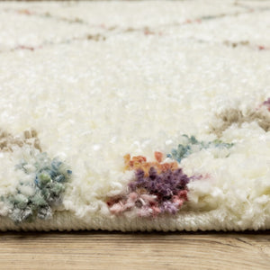 HomeRoots 5' Diamond Shag Area Rug in Gray, Ivory & Tan with Fringed Edges - Soft, Stylish & Durable Decor 10' X 13' 574661