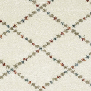 HomeRoots 5' Diamond Shag Area Rug in Gray, Ivory & Tan with Fringed Edges - Soft, Stylish & Durable Decor 7' X 10' 574663