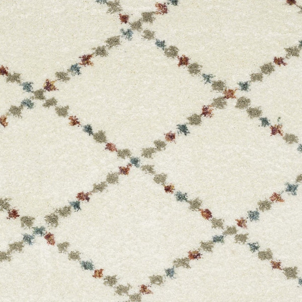 HomeRoots 5' Diamond Shag Area Rug in Gray, Ivory & Tan with Fringed Edges - Soft, Stylish & Durable Decor 7' X 10' 574663