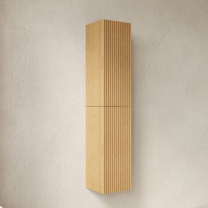 English Elm Boi Tall Narrow Wall Mounted Oak Veneer Cabinet with Soft Close Doors for Bathrooms W2615S00536
