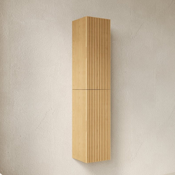 English Elm Boi Tall Narrow Wall Mounted Oak Veneer Cabinet with Soft Close Doors for Bathrooms W2615S00536