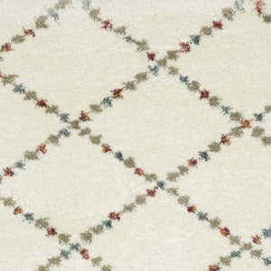 HomeRoots 5' Diamond Shag Area Rug in Gray, Ivory & Tan with Fringed Edges - Soft, Stylish & Durable Decor 8' X 11' 574664