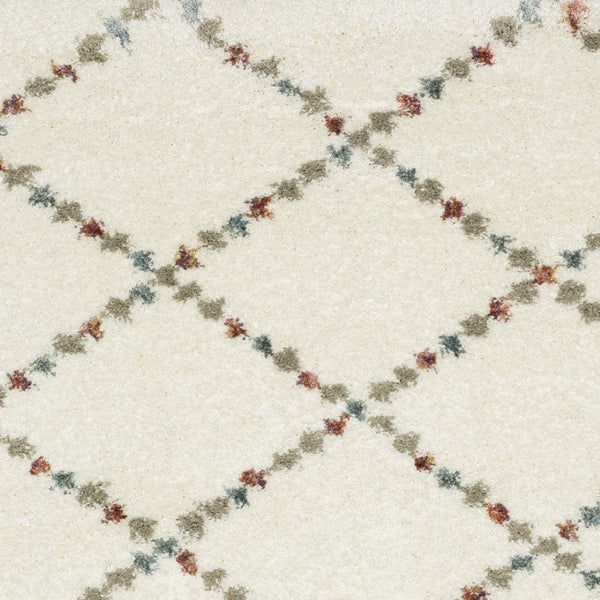 HomeRoots 5' Diamond Shag Area Rug in Gray, Ivory & Tan with Fringed Edges - Soft, Stylish & Durable Decor 8' X 11' 574664