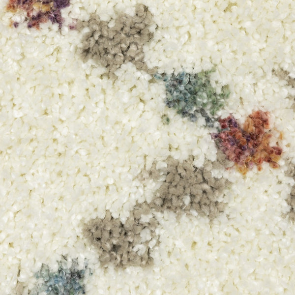 HomeRoots 5' Diamond Shag Area Rug in Gray, Ivory & Tan with Fringed Edges - Soft, Stylish & Durable Decor 8' X 11' 574664