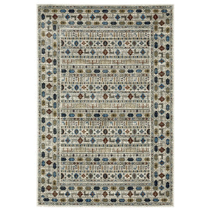 HomeRoots 5' Ivory Tan and Gray Tribal Area Rug - Durable Bohemian Design for Stylish Living Spaces 10' X 13' 574666