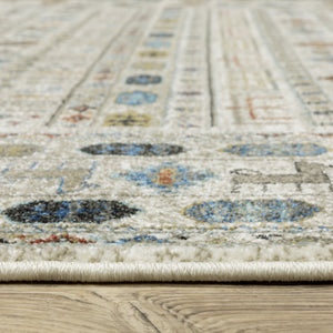 Homeroots 5' Artistry Ivory Tribal Area Rug - Stylish, Stain-resistant Design For Any Home Decor Space 10' X 13' Polypropylene 574666