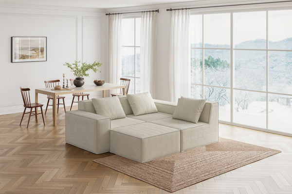 English Elm 118-Inch Modular Sofa Bed - Luxurious Cloud Velvet Fabric, Flexible Configurations & Comfort For All! W3147S00004