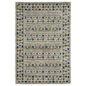 Homeroots 5' Artistry Ivory Tribal Area Rug - Stylish, Stain-resistant Design For Any Home Decor Space 7' X 9' Polypropylene 574668