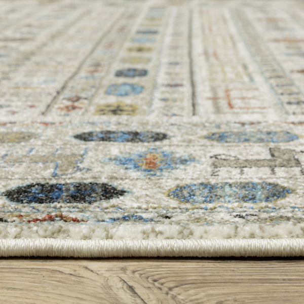 Homeroots 5' Artistry Ivory Tribal Area Rug - Stylish, Stain-resistant Design For Any Home Decor Space 8' X 10' Polypropylene 574669