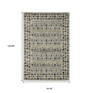 Homeroots 5' Artistry Ivory Tribal Area Rug - Stylish, Stain-resistant Design For Any Home Decor Space 8' X 10' Polypropylene 574669