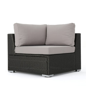 English Elm Christopher Knight Home® - SANTA SANTA ROSA CORNER KD Modern Wicker Aluminum Frame Water-Resistant Cushions Outdoor Seat (33") Grey+Silver 57467.00ALUGRY
