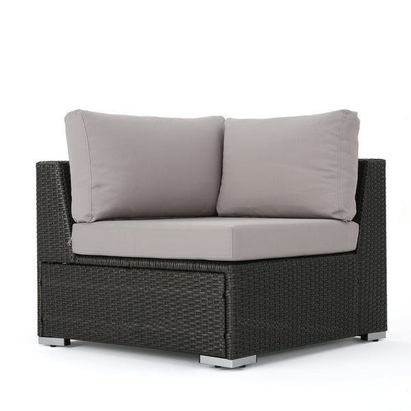 English Elm Christopher Knight Home® - SANTA SANTA ROSA CORNER KD Modern Wicker Aluminum Frame Water-Resistant Cushions Outdoor Seat (33") Grey+Silver 57467.00ALUGRY
