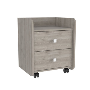 English Elm York Nightstand Light Gray with Superior Top, 2 Drawers, Smooth Zinc Steel Slides & Casters—Compact Organizer 18.22"W x15.74"D x21.88"H B128P148847