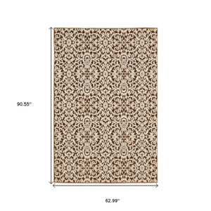 Homeroots 5' Gorgeous Orange Oriental Area Rug - Stain Resistant, Perfect For Homes With Kids And Pets 5' X 8' Polyester 574680