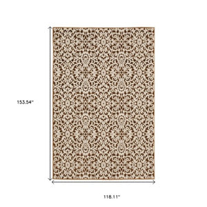 Homeroots 5' Gorgeous Orange Oriental Area Rug - Stain Resistant, Perfect For Homes With Kids And Pets 10' X 13' Polyester 574681