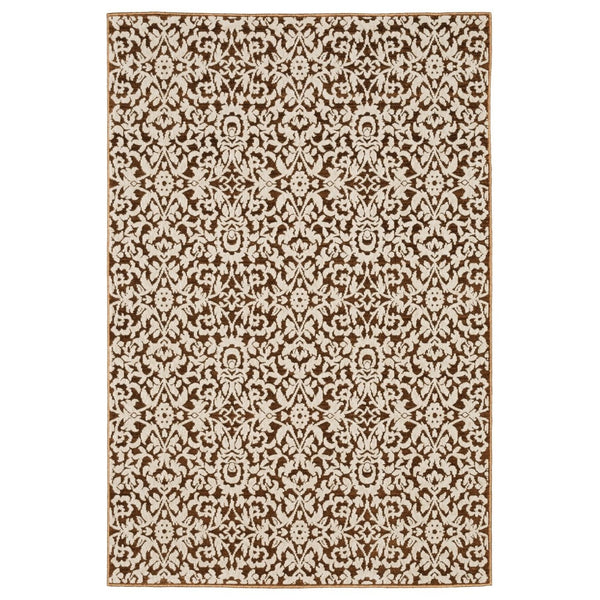 HomeRoots 5' Timeless Rust and Beige Oriental Area Rug - Durable, Stain-Resistant Design for Warm Living Spaces 4' X 6' 574682