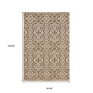 Homeroots 5' Gorgeous Orange Oriental Area Rug - Stain Resistant, Perfect For Homes With Kids And Pets 8' X 11' Polyester 574684