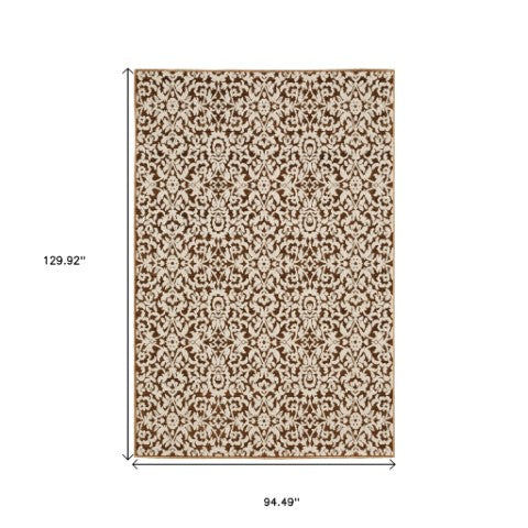 Homeroots 5' Gorgeous Orange Oriental Area Rug - Stain Resistant, Perfect For Homes With Kids And Pets 8' X 11' Polyester 574684