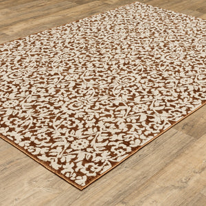 Homeroots 5' Gorgeous Orange Oriental Area Rug - Stain Resistant, Perfect For Homes With Kids And Pets 8' X 11' Polyester 574684