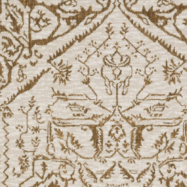 Homeroots 5' Ivory And Gold Oriental Area Rug - Stain Resistant, Stylish Design For Any Home Decor 5' X 8' Polyester 574685