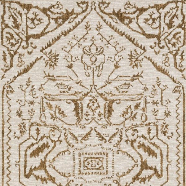 Homeroots 5' Ivory And Gold Oriental Area Rug - Stain Resistant, Stylish Design For Any Home Decor 5' X 8' Polyester 574685