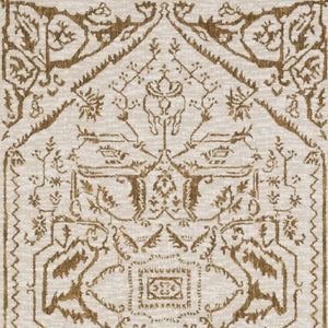Homeroots 5' Ivory And Gold Oriental Area Rug - Stain Resistant, Stylish Design For Any Home Decor 10' X 13' Polyester 574686