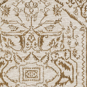 Homeroots 5' Ivory And Gold Oriental Area Rug - Stain Resistant, Stylish Design For Any Home Decor 4' X 6' Polyester 574687
