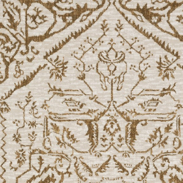 Homeroots 5' Ivory And Gold Oriental Area Rug - Stain Resistant, Stylish Design For Any Home Decor 7' X 10' Polyester 574688