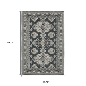 Homeroots 10' Blue Medallion Area Rug - Stylish, Stain-resistant Design For Living Spaces And Kids' Rooms 7' X 10' Polyester 574693
