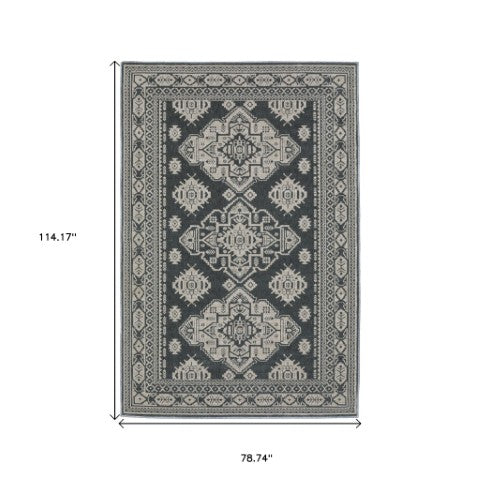Homeroots 10' Blue Medallion Area Rug - Stylish, Stain-resistant Design For Living Spaces And Kids' Rooms 7' X 10' Polyester 574693