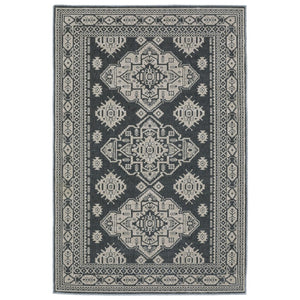 HomeRoots 10' Blue and Gray Medallion Area Rug - Durable, Elegant Design for Living Rooms and High-Traffic Spaces 7' X 10' 574693