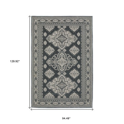 Homeroots 10' Blue Medallion Area Rug - Stylish, Stain-resistant Design For Living Spaces And Kids' Rooms 8' X 11' Polyester 574694