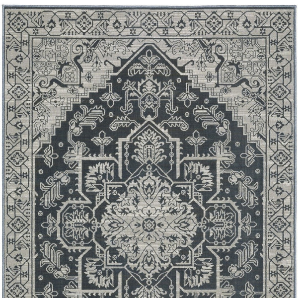Homeroots 5' Blue Oriental Area Rug - Stain Resistant, Stylish Design For Living Spaces With Kids And Pets 5' X 8' Polyester 574695
