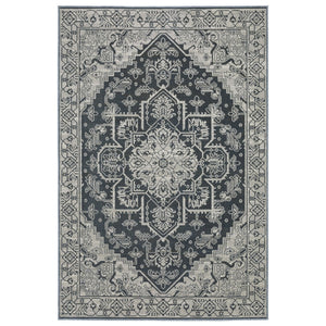 Homeroots 5' Blue Oriental Area Rug - Stain Resistant, Stylish Design For Living Spaces With Kids And Pets 5' X 8' Polyester 574695