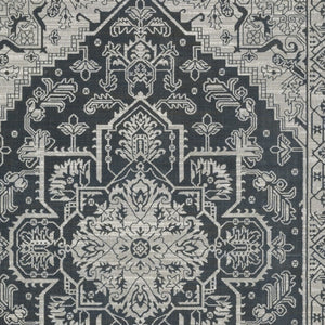 Homeroots 5' Blue Oriental Area Rug - Stain Resistant, Stylish Design For Living Spaces With Kids And Pets 7' X 10' Polyester 574698