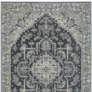 Homeroots 5' Blue Oriental Area Rug - Stain Resistant, Stylish Design For Living Spaces With Kids And Pets 7' X 10' Polyester 574698