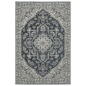 HomeRoots 5' Timeless Blue and Gray Oriental Area Rug - Durable, Family-Friendly Style for Any Room 7' X 10' 574698