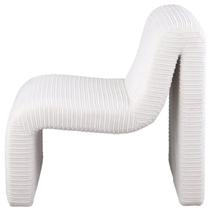 English Elm Winne Sculptural Ivory Curved Armless Accent Chair - Ribbed Upholstery, Modern Artistic Silhouette for Living Room Elegance B062P299869