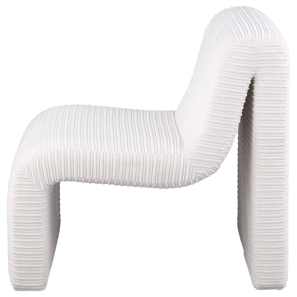 English Elm Winne Sculptural Ivory Curved Armless Accent Chair - Ribbed Upholstery, Modern Artistic Silhouette for Living Room Elegance B062P299869
