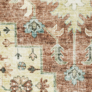 HomeRoots 5' Timeless Red and Ivory Oriental Distressed Area Rug for Elegant Living Spaces and Durability 5' X 7' 574700