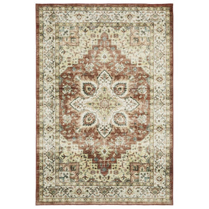 HomeRoots 5' Timeless Red and Ivory Oriental Distressed Area Rug for Elegant Living Spaces and Durability 8' X 10' 574702