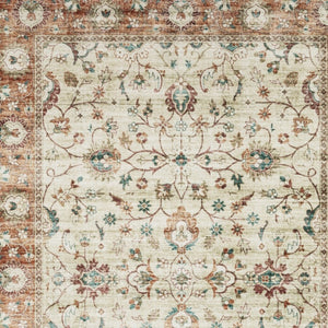 Homeroots 5' Ivory Oriental Distressed Area Rug - Stain Resistant, Non-skid Design For Stylish Home Decor 5' X 7' Polyester 574703