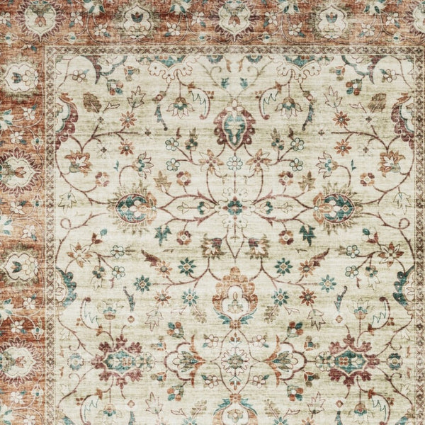 Homeroots 5' Ivory Oriental Distressed Area Rug - Stain Resistant, Non-skid Design For Stylish Home Decor 5' X 7' Polyester 574703