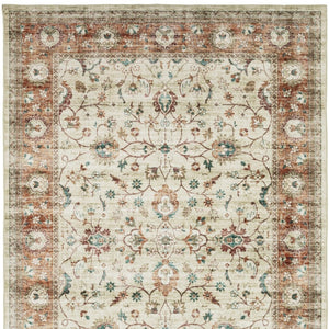 Homeroots 5' Ivory Oriental Distressed Area Rug - Stain Resistant, Non-skid Design For Stylish Home Decor 5' X 7' Polyester 574703