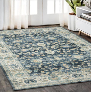 Homeroots 5' Ivory Oriental Distressed Area Rug - Stain Resistant, Non-skid Design For Stylish Home Decor 5' X 7' Polyester 574705