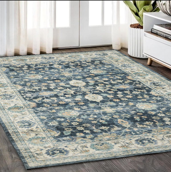Homeroots 5' Ivory Oriental Distressed Area Rug - Stain Resistant, Non-skid Design For Stylish Home Decor 5' X 7' Polyester 574705