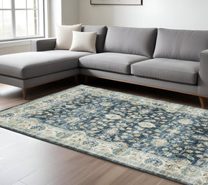 Homeroots 5' Ivory Oriental Distressed Area Rug - Stain Resistant, Non-skid Design For Stylish Home Decor 8' X 10' Polyester 574706