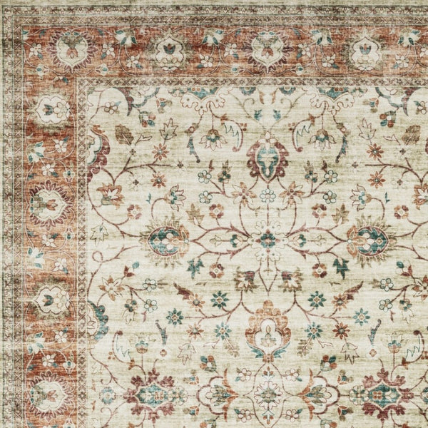 Homeroots 5' Ivory Oriental Distressed Area Rug - Stain Resistant, Non-skid Design For Stylish Home Decor 4' X 6' Polyester 574707