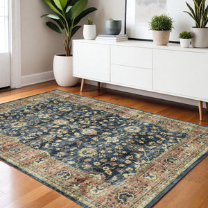 Homeroots 5' Ivory Oriental Distressed Area Rug - Stain Resistant, Non-skid Design For Stylish Home Decor 4' X 6' Polyester 574709